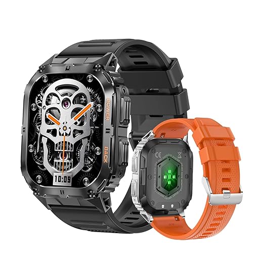 Military Smartwatch for Men with 2 Smartwatch Bands Bluetooth Calls for Android iOS